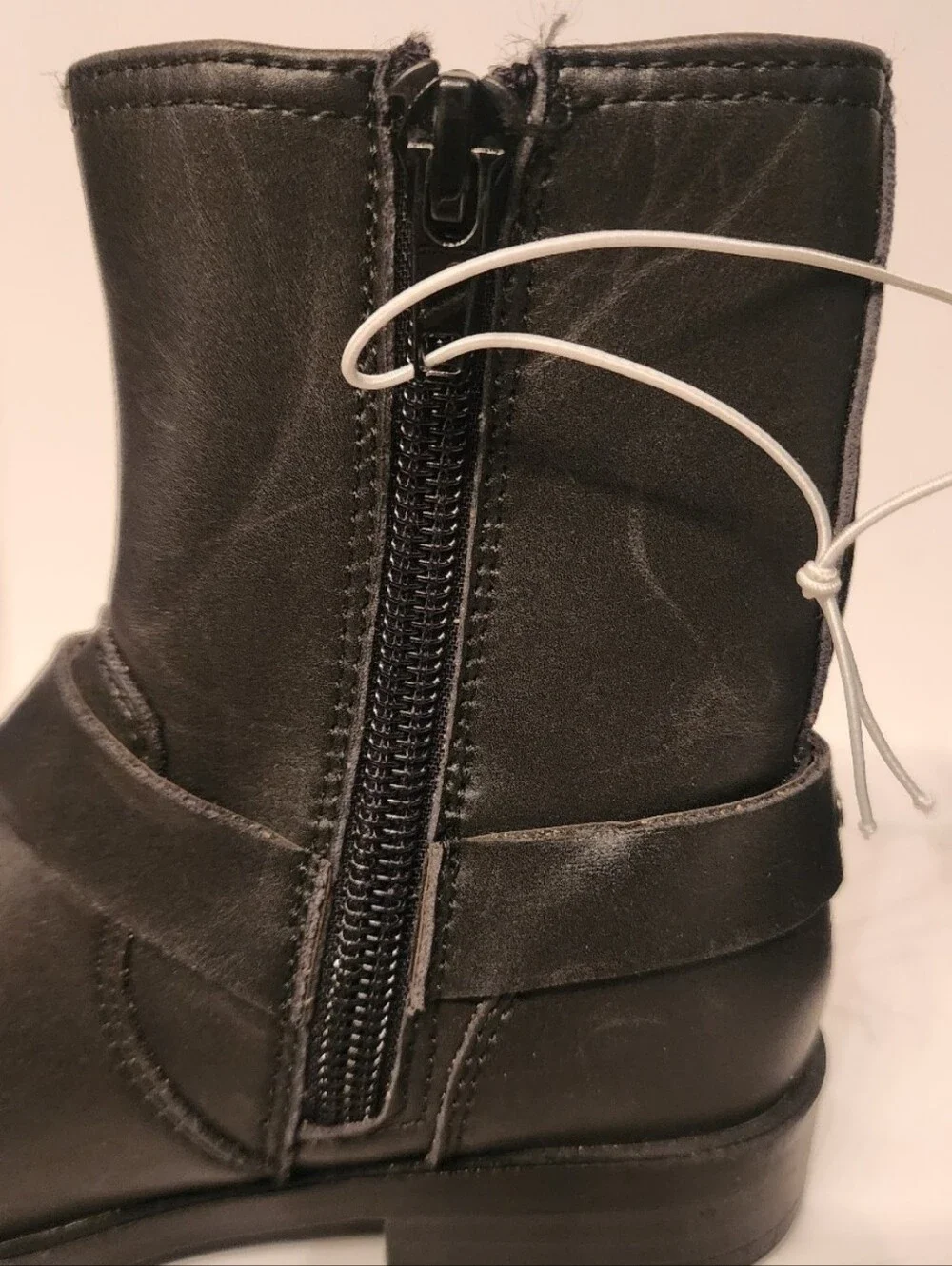 STEVE Madden Beckky Black Faux Leather Harness Moto Biker Boots Size 9